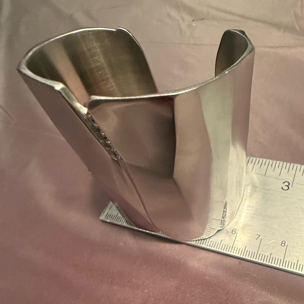 Kendra Scott Constance Silver Geometric Cuff Bracelet Rhodium Plated Brass/CZ - Picture 12 of 13